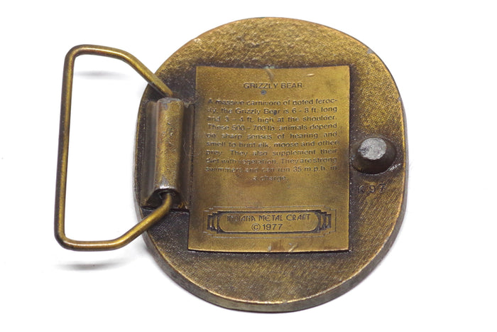 1977 Grizzly Bear Brass Belt Buckle