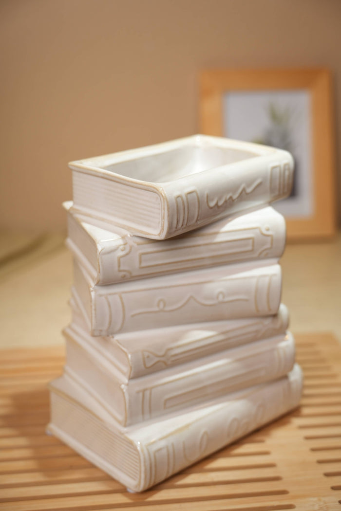 7.875"H Ceramic Stack Book Vase