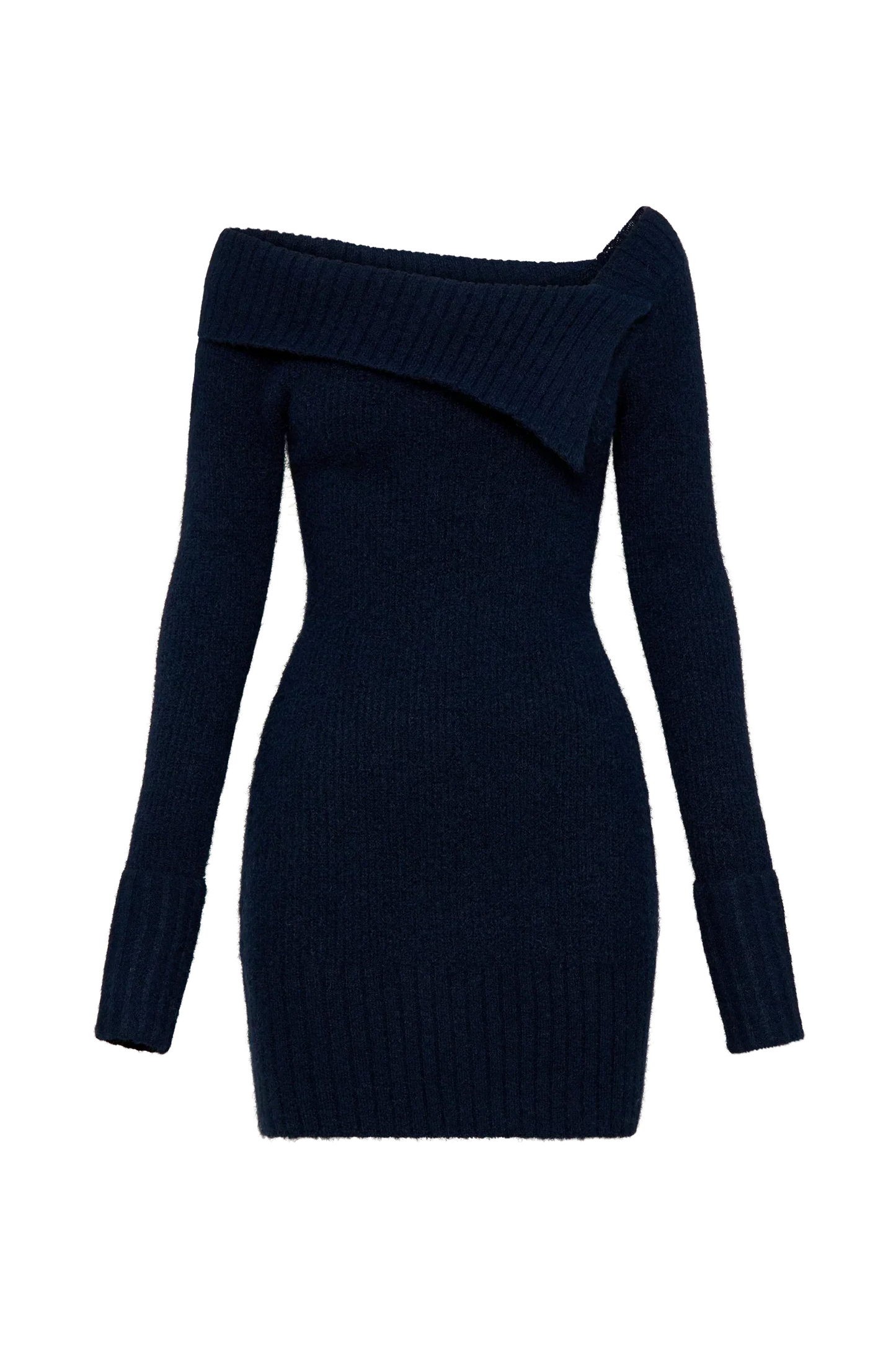 Stephanie Asymmetric Knit Mini Dress - Dark Navy