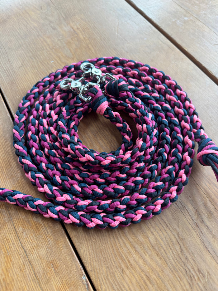 Pink & Navy Split Reins
