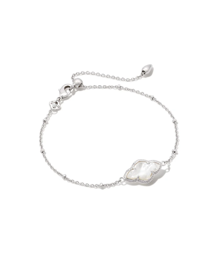 Abbie Satellite Chain Bracelet Rhodium Ivory MOP