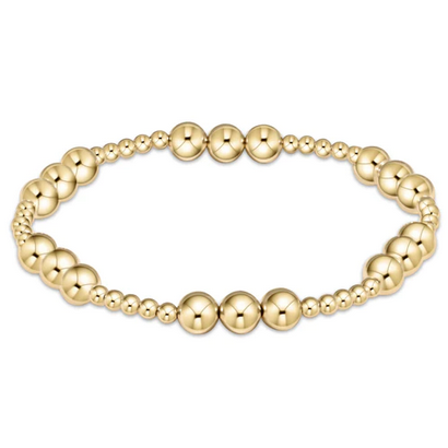 Classic Joy Pattern 6mm Bead Bracelet Gold