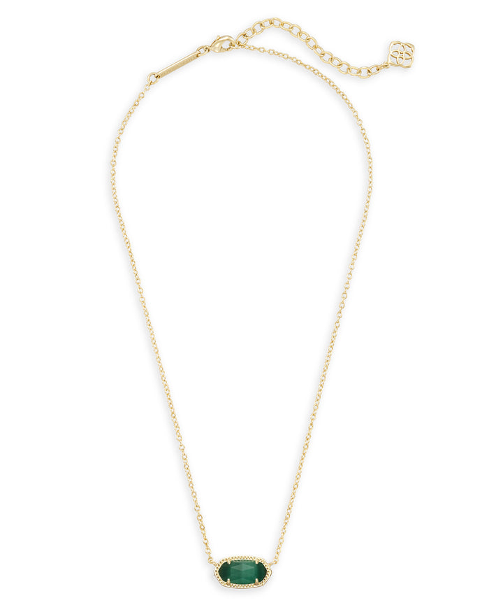 Elisa Short Pendant Necklace Emerald Cats Eye Gold