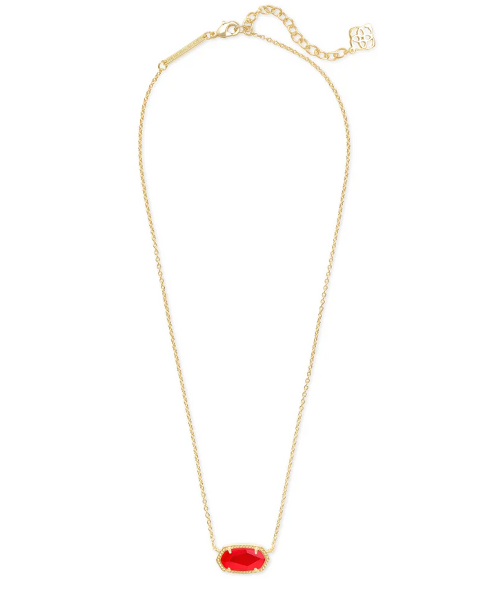 Elisa Short Pendant Necklace Gold Red Illusion