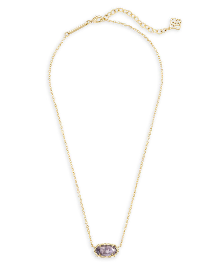 Elisa Short Pendant Necklace Purple Amethyst Gold