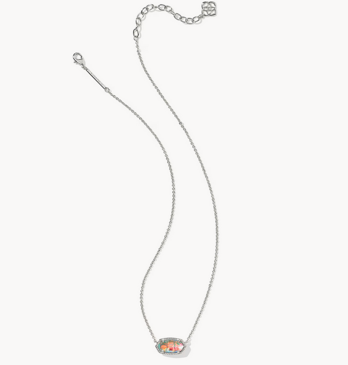 Elisa Short Pendant Necklace Rhodium Dichroic Glass