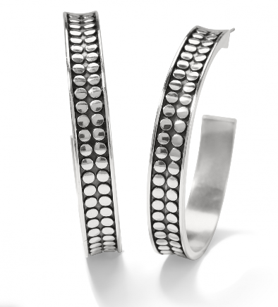 FINAL SALE Pebble Dot Medium Hoops Silver OS