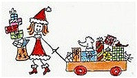 Girl with Wagon Rubber Stamp 2547F
