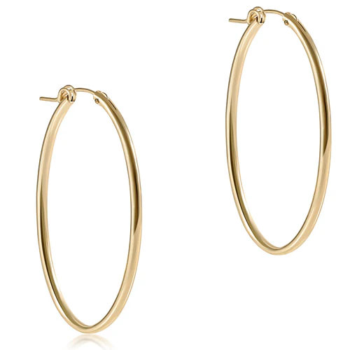 Oval Gold 2 in Hoop Earrings Smooth Gold