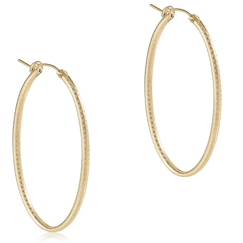 Oval Gold 2 in Hoop Earrings Textured Gold