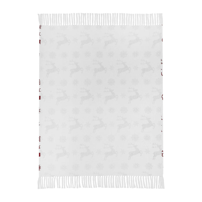 Scandia Snowflake Red White Woven Throw 50x60