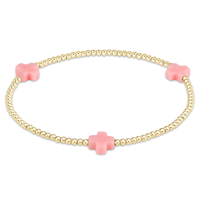 Signature Cross Gold 3mm Bracelet Pink
