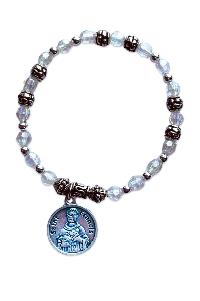 St. Francis Iridescent Italian Beaded Charm Bracelet