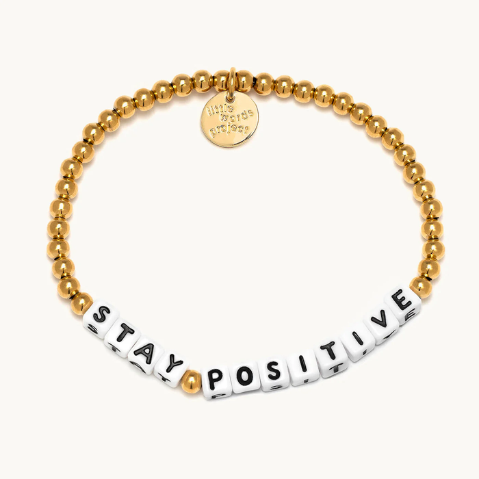 Stay Positive Beaded Bracelet Gold Plated