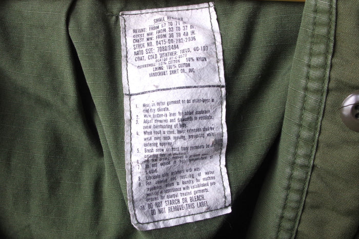 Vanderbilt Shirt Company M81 Green Cold Weather Military Jacket - Sz S (~38)