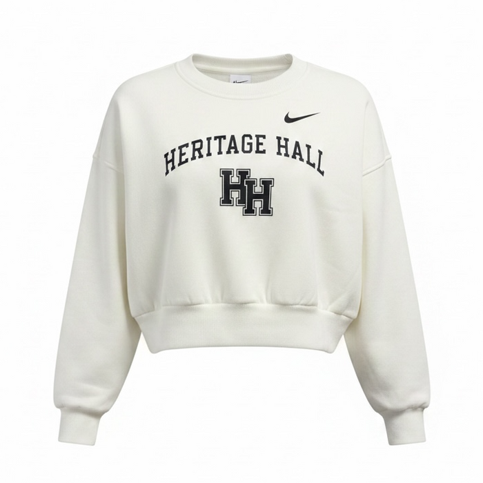Youth Nike Boxy Crew, white, HHall stacked Hs logo