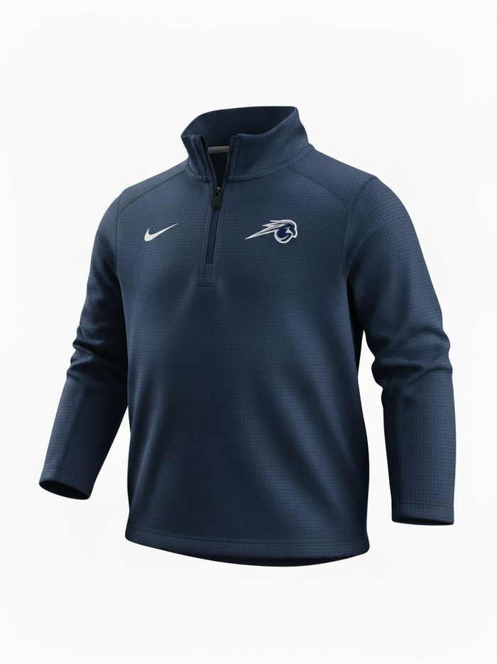 Youth Dri-FIT 1/4 Zip, navy, Charger horse logo