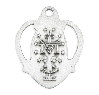 0.8" Sterling Silver Oval Miraculous Medal in Heart