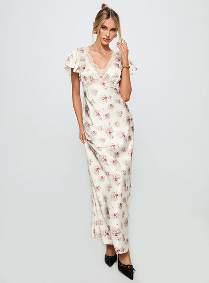 Miraselle Maxi Dress Cream Floral