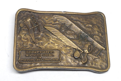 1976 Airplane Dogfight Brass Belt Buckle