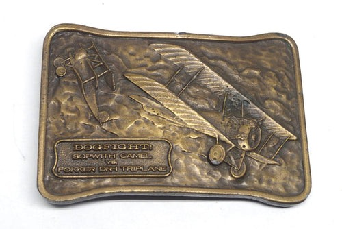 1976 Airplane Dogfight Brass Belt Buckle