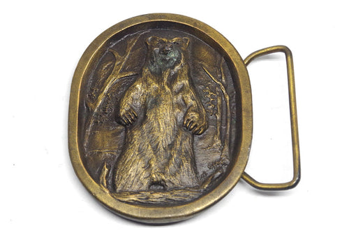1977 Grizzly Bear Brass Belt Buckle