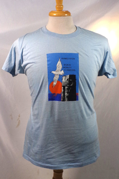 1979 Sky Blue "Rehabilitation: Because Mobility is Freedom" Tee Shirt - Sz XL