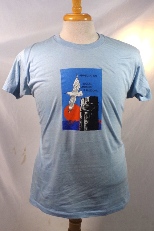 1979 Sky Blue "Rehabilitation: Because Mobility is Freedom" Tee Shirt - Sz XL