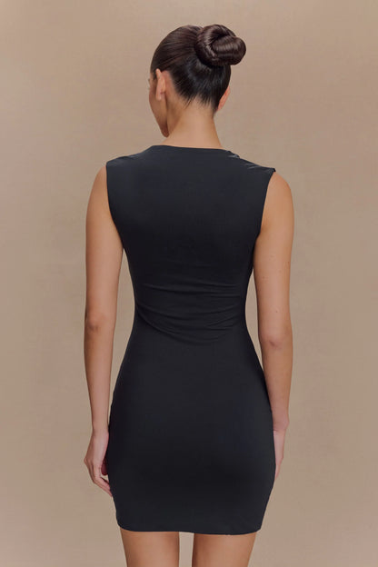 Tatianna Lace Trim Modal Mini Dress - Black