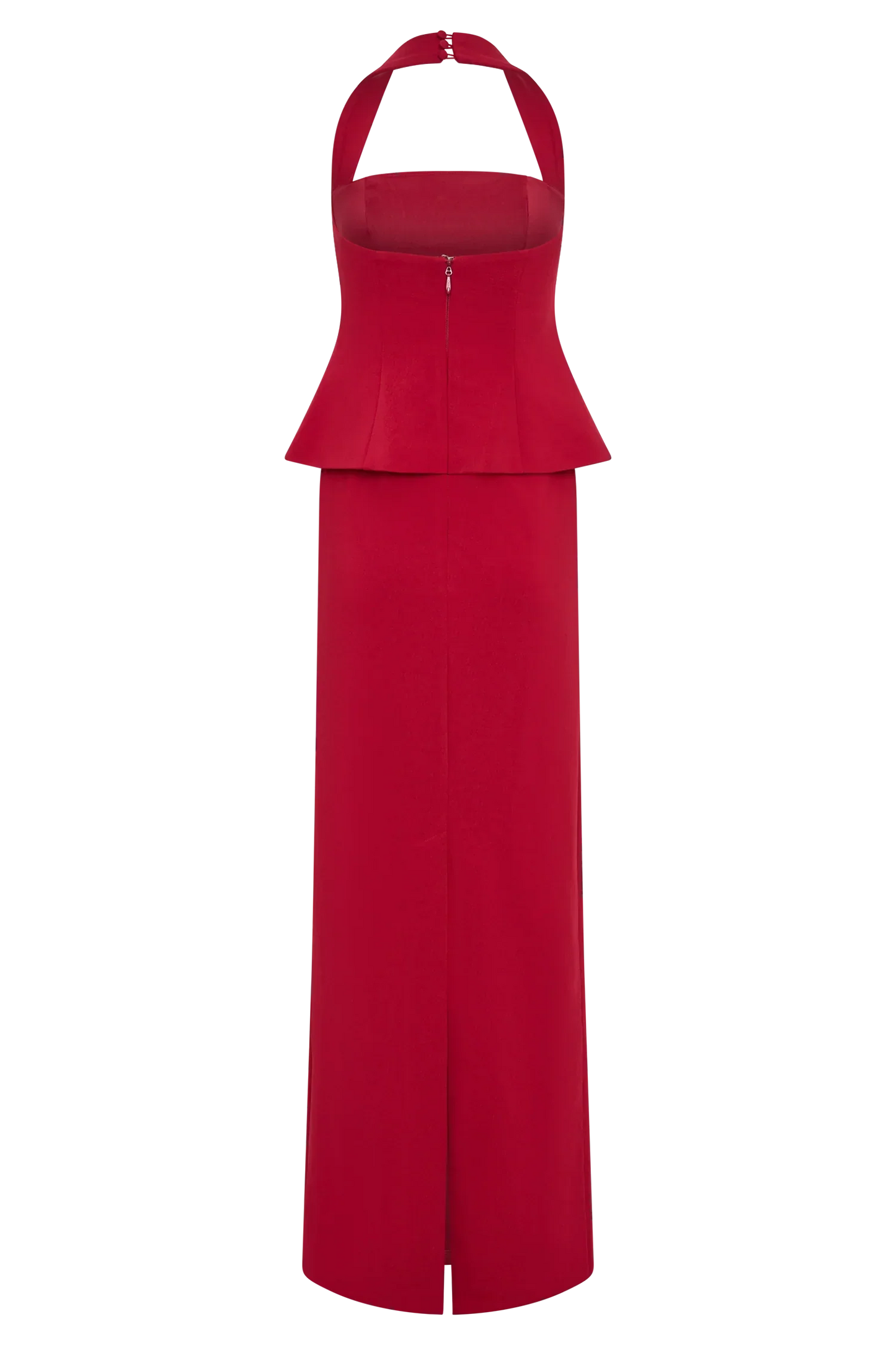 Bertie Peplum Halter Maxi Dress - Ruby
