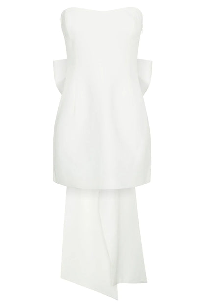 Meredith Strapless Bow Mini Dress - White