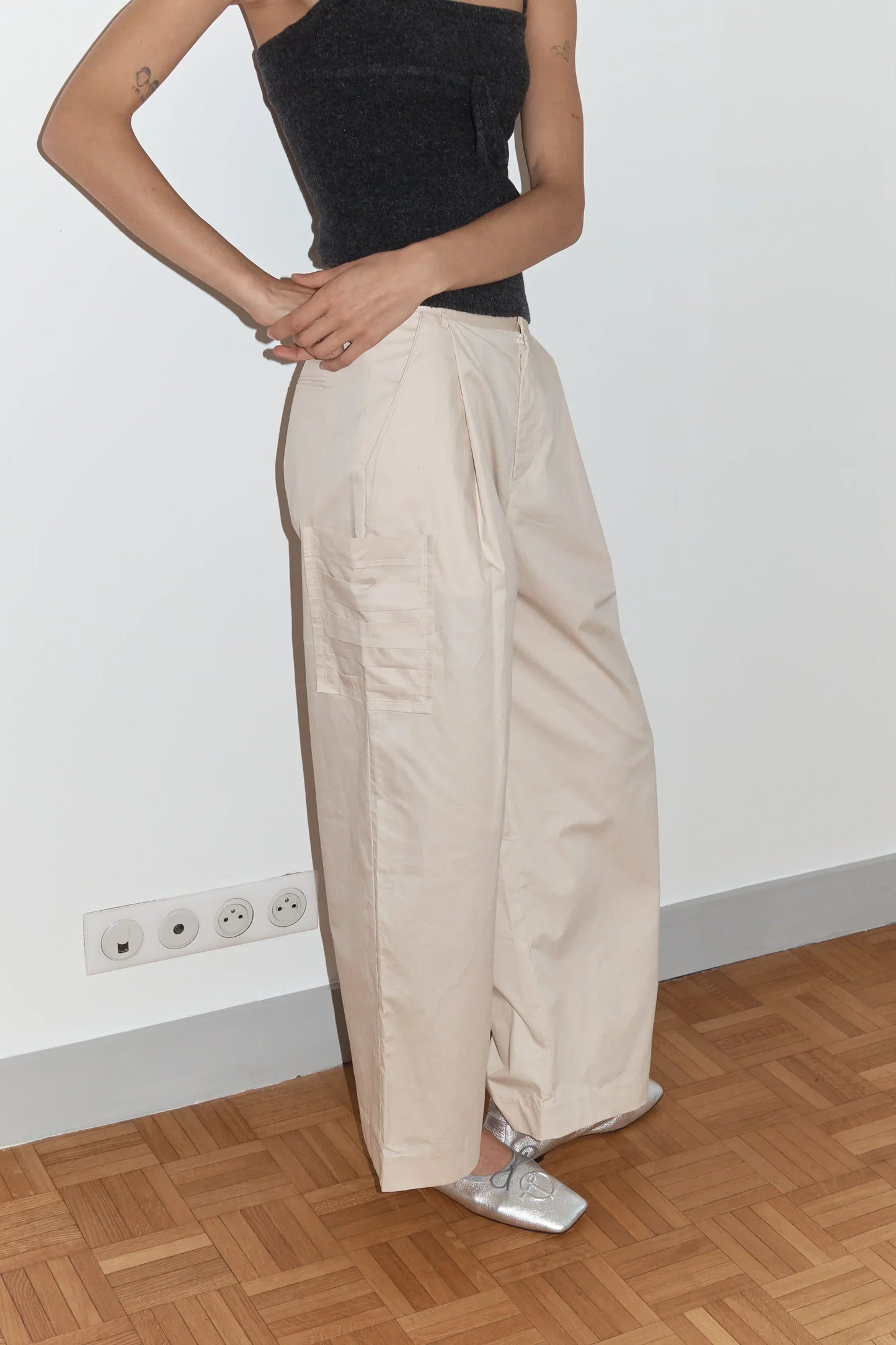 Gathered Pocket Pant - Off White