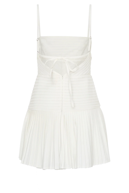 Rylee Multi Pleat Mini Dress - White