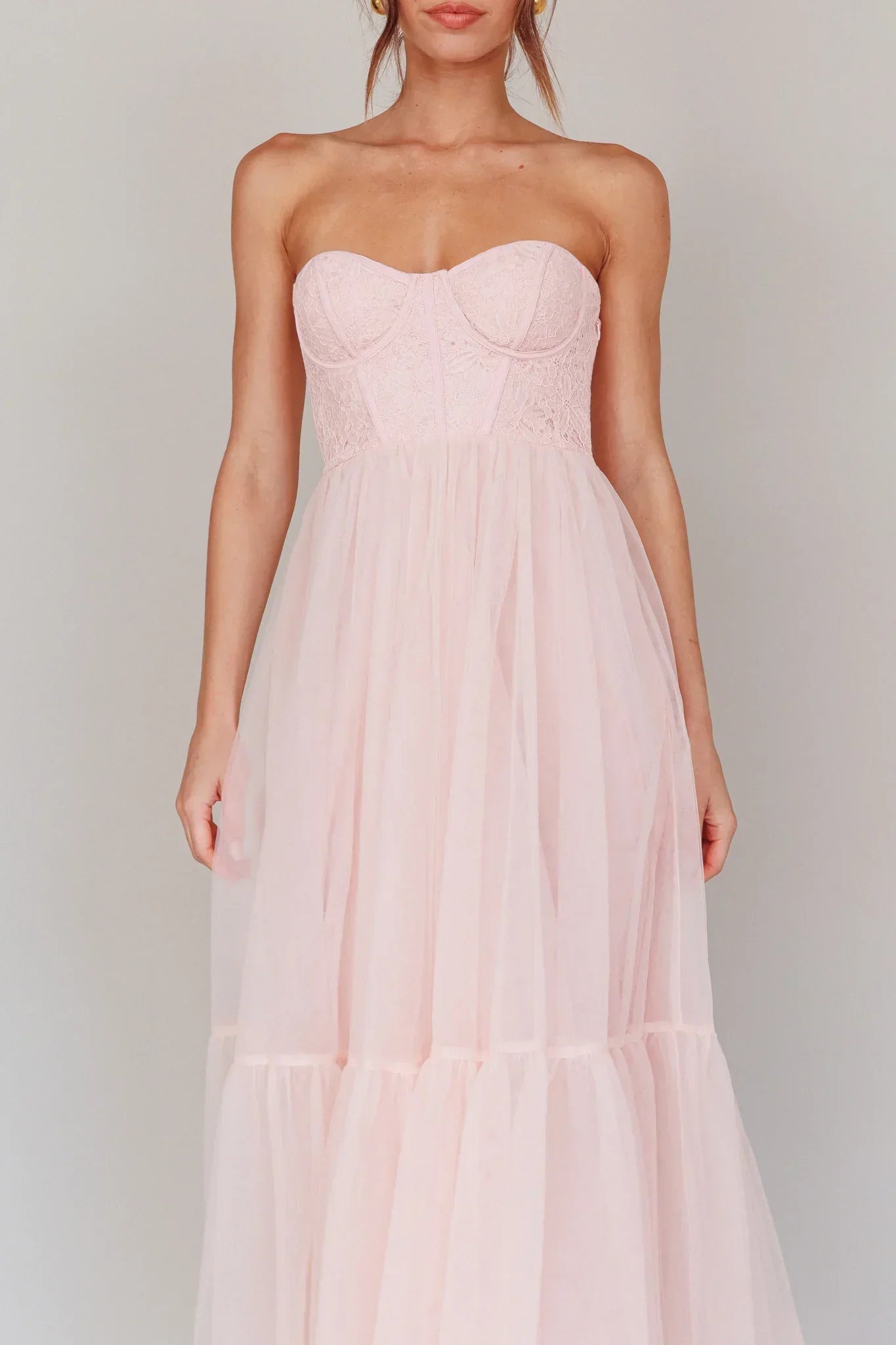 Dancing With Me Sweetheart Tulle Midi Dress Pink