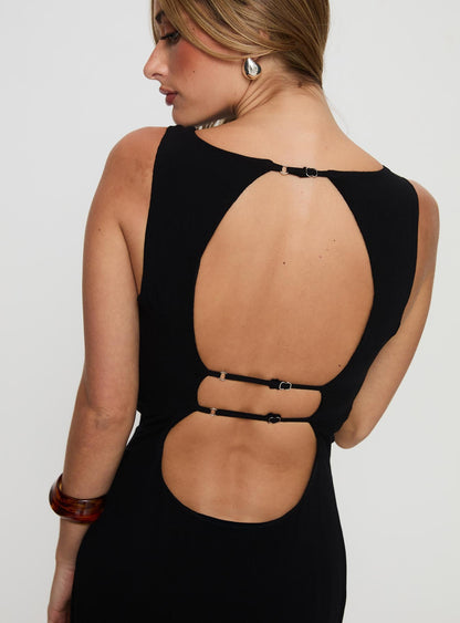 Ace Of Hearts Backless Maxi Dress Black Petite