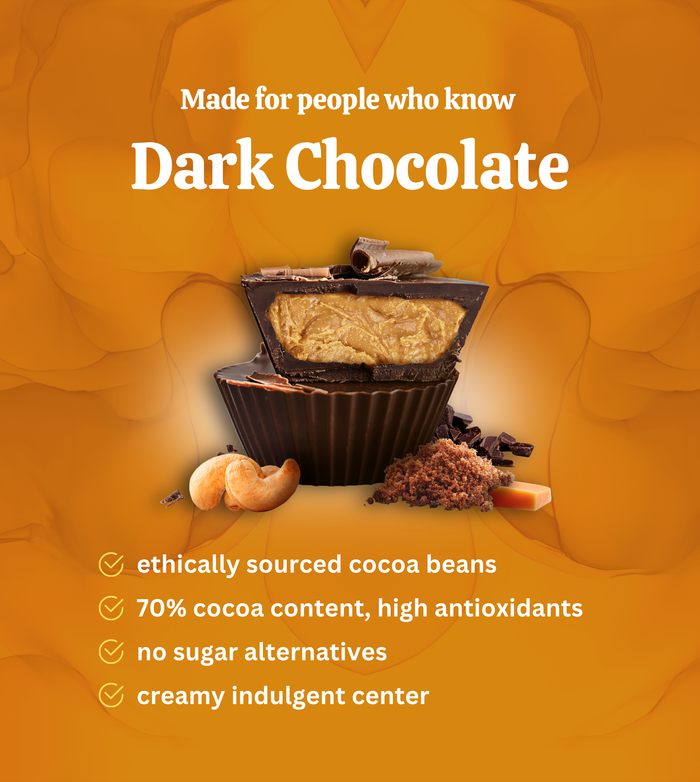 70% Dark Chocolate Crunchy Cashew Butterscotch Cups