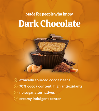 70% Dark Chocolate Crunchy Cashew Butterscotch Cups