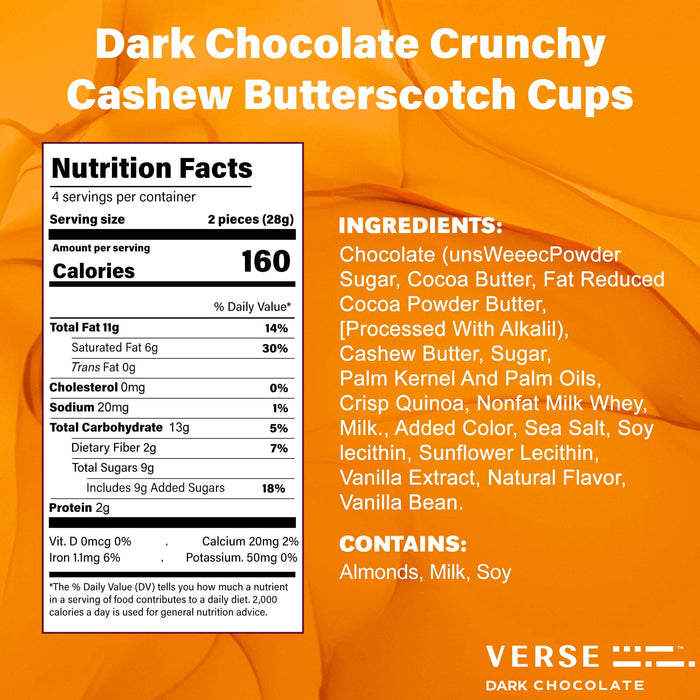 70% Dark Chocolate Crunchy Cashew Butterscotch Cups