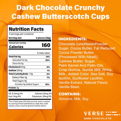 70% Dark Chocolate Crunchy Cashew Butterscotch Cups