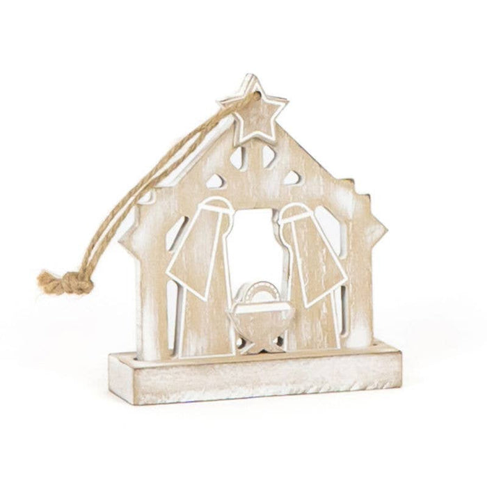 75521 - 5x5 wood Christmas ornament NATIVITY holiday Decor