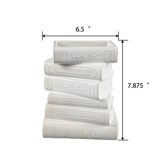 7.875"H Ceramic Stack Book Vase