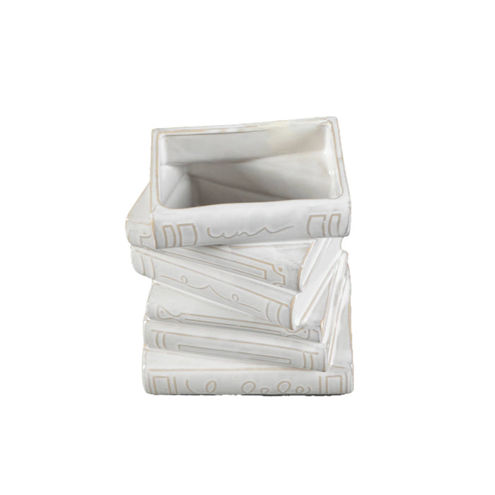 7.875"H Ceramic Stack Book Vase