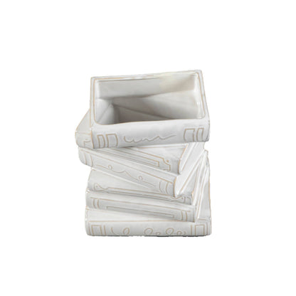 7.875"H Ceramic Stack Book Vase