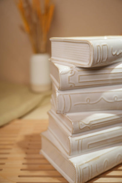 7.875"H Ceramic Stack Book Vase