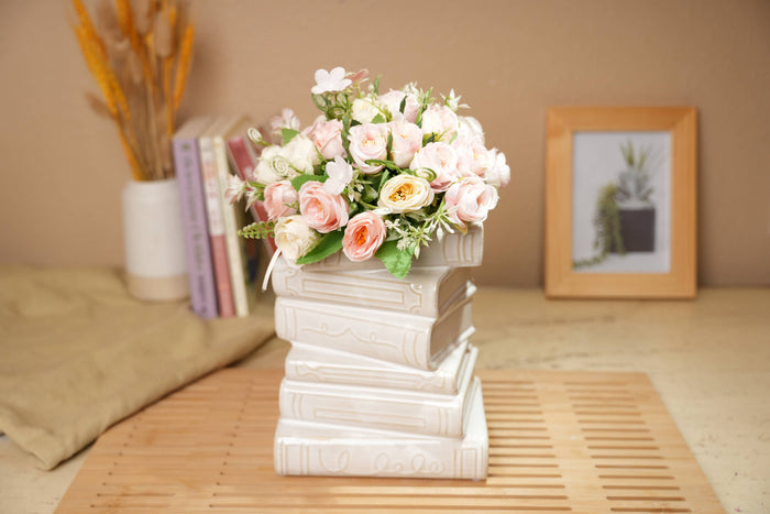 7.875"H Ceramic Stack Book Vase