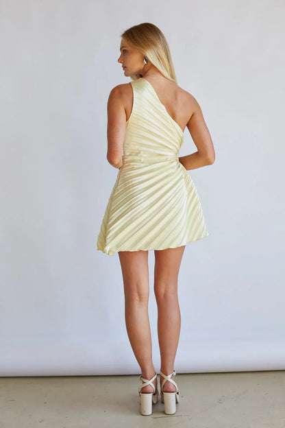 Carrie One Shoulder Plisse Mini Dress