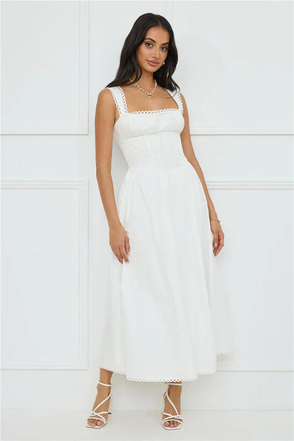 Luxe Serene Midi Dress White