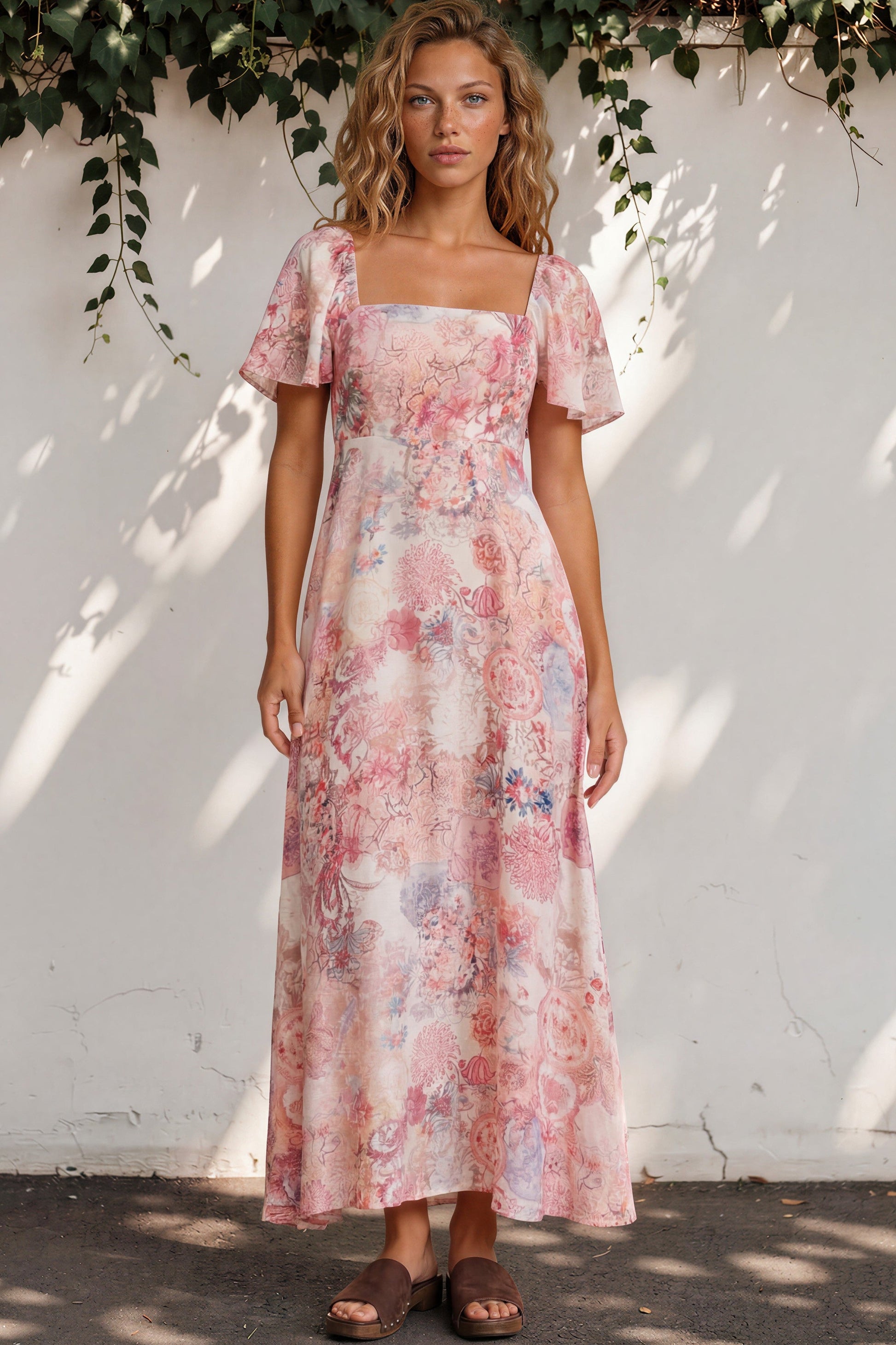 Ashby Maxi Dress - On or Off Shoulder A-Line Dress with Pockets in Alani Print