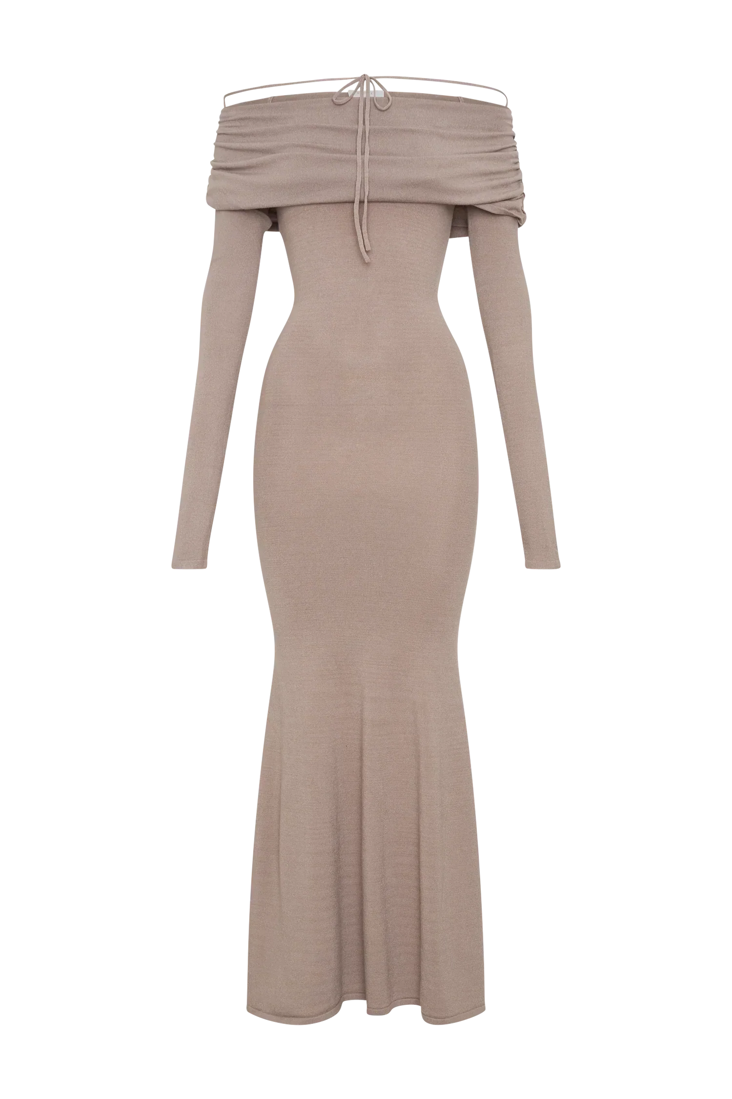 Georgiana Off Shoulder Knit Midi Dress - Stone Marle