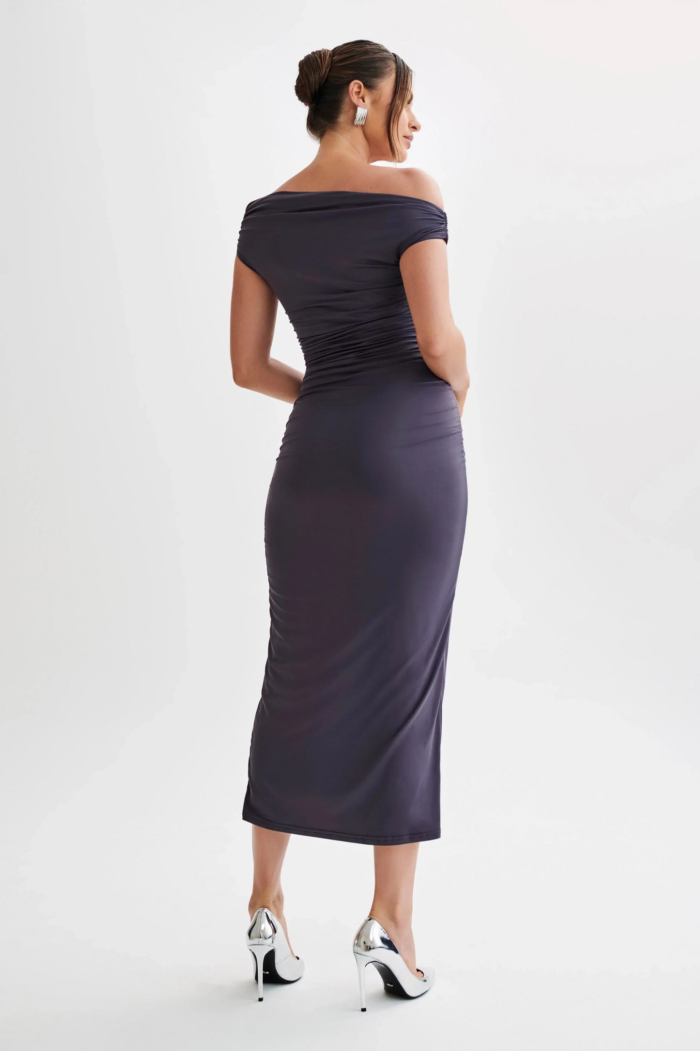 Alayna Recycled Nylon Midi Dress - Charcoal